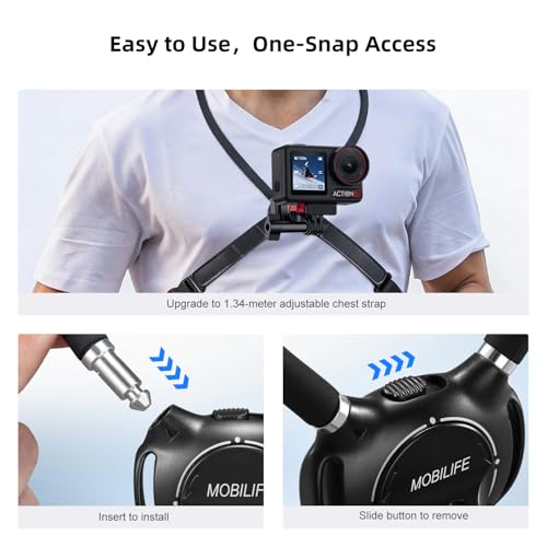 MOBILIFE Neck Mount with Action Camera Magnetic Quick-Release Mount Hands-Free POV Neck Holder Ergonomics Silicone Gooseneck Anti-Shake Chest Strap Air Cushion for DJI Osmo Action 5 Pro/4/3/2/Nano - Image 3