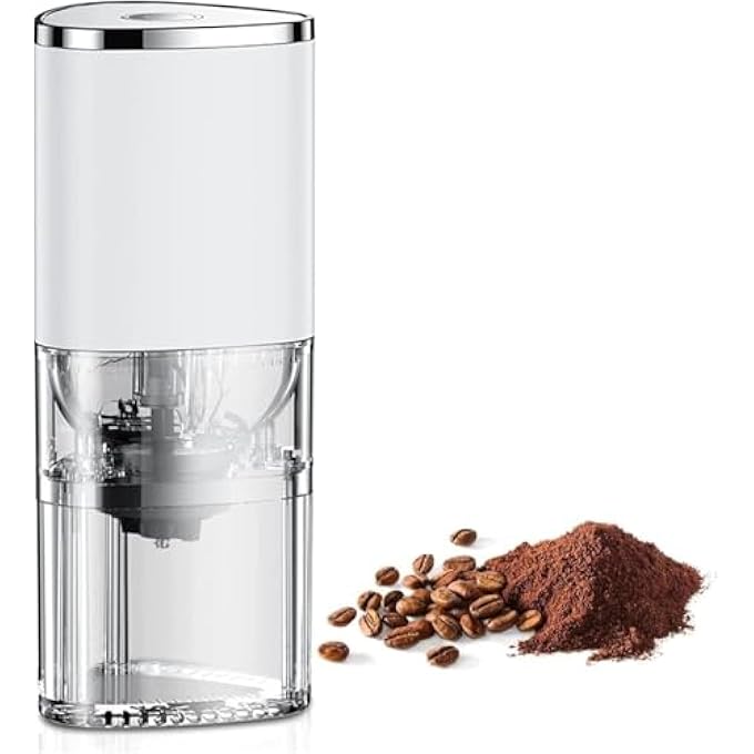 بوليفياز مطحنة قهوة بسعة 155 مل مطحنة حبوب قهوة بمؤقت 3 دقائق، إعداد طحن متعدد سهل التنظيف، مطحنة حبوب قابلة لإعادة الشحن كهربائية، مطحنة أوتوماتيكية مخروطية - Image 1