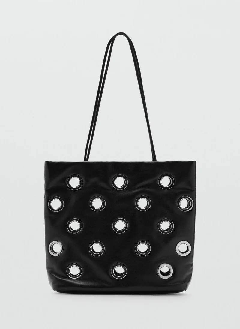 MANGO Shoulder bag with eyelets