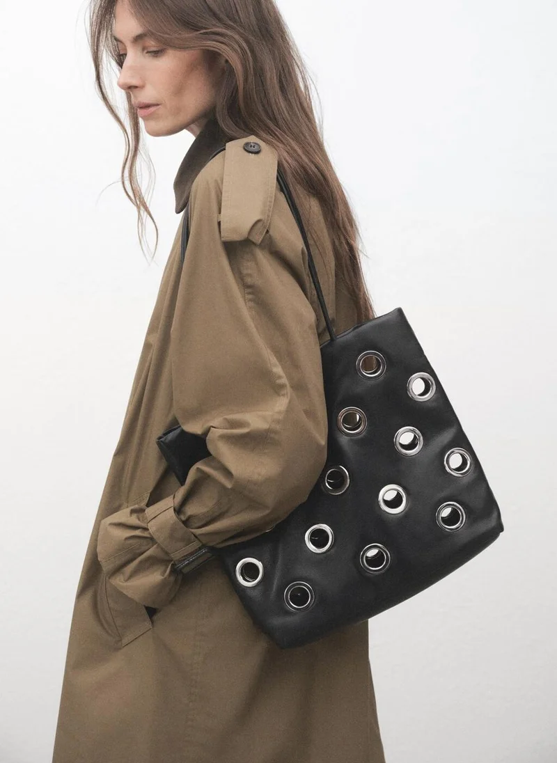 MANGO Shoulder bag with eyelets