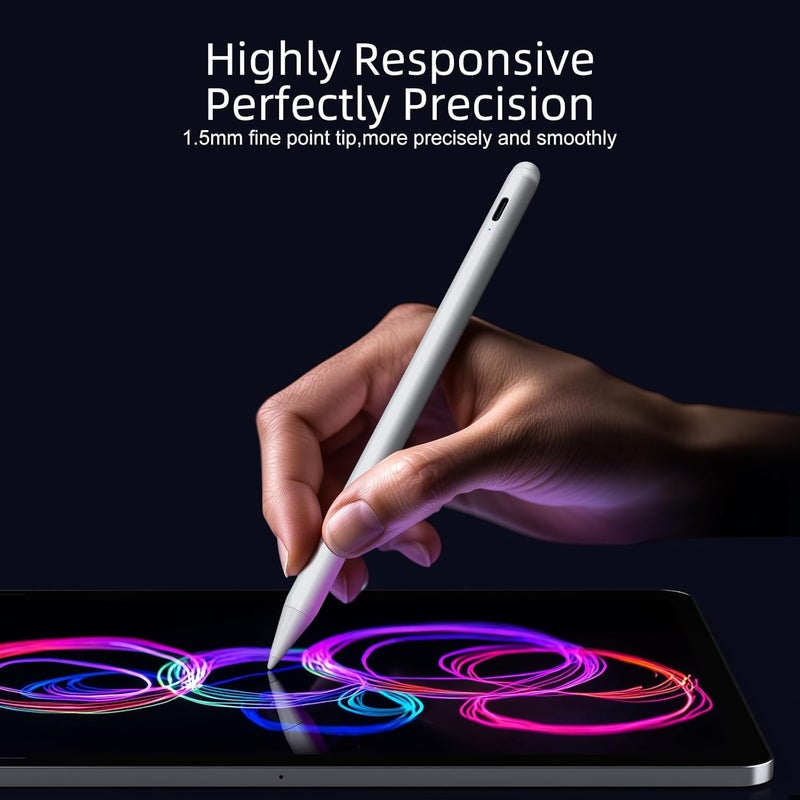 جامجيك قلم JAMJAKE لأجهزة iPad مع خاصية رفض راحة اليد والشحن السريع، قلم نشط متوافق مع أجهزة Apple iPad Pro (11/12.9 بوصة) من 2018 إلى 2022، وiPad Air 3/4/5، وiPad 10/9/8/7/6، وiPad Mini 5/6 - Image 2