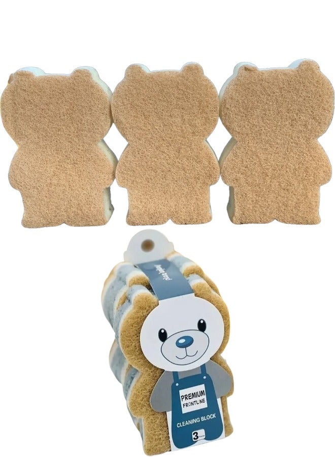 Teddy Bear Kitchen Sponge Set, 3 Pieces - Image 1