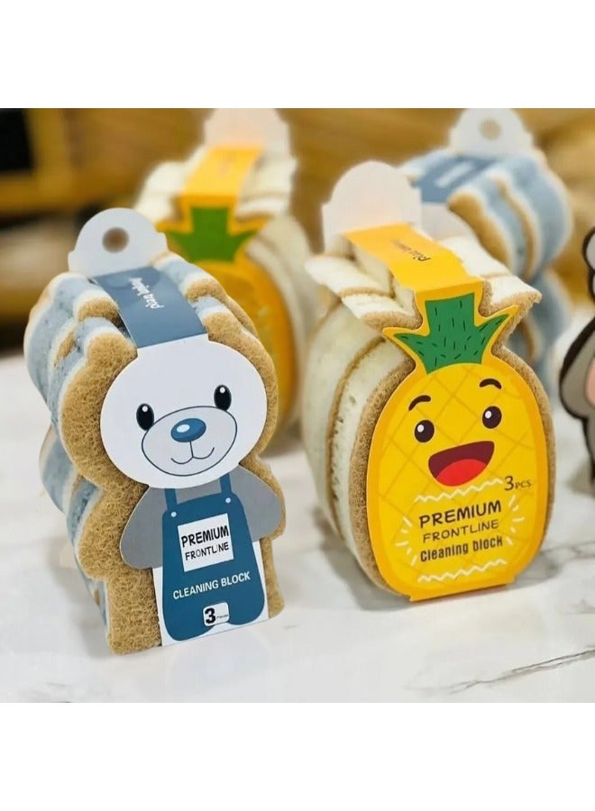 Teddy Bear Kitchen Sponge Set, 3 Pieces - Image 2