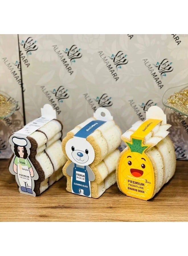 Teddy Bear Kitchen Sponge Set, 3 Pieces - Image 3