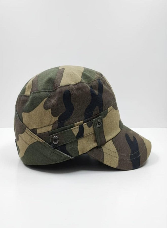 C Classic - Military Style Camouflage Cap, Premium Cotton Fabric, Adjustable Strap, Army Green Pattern, Made in India - Image 3