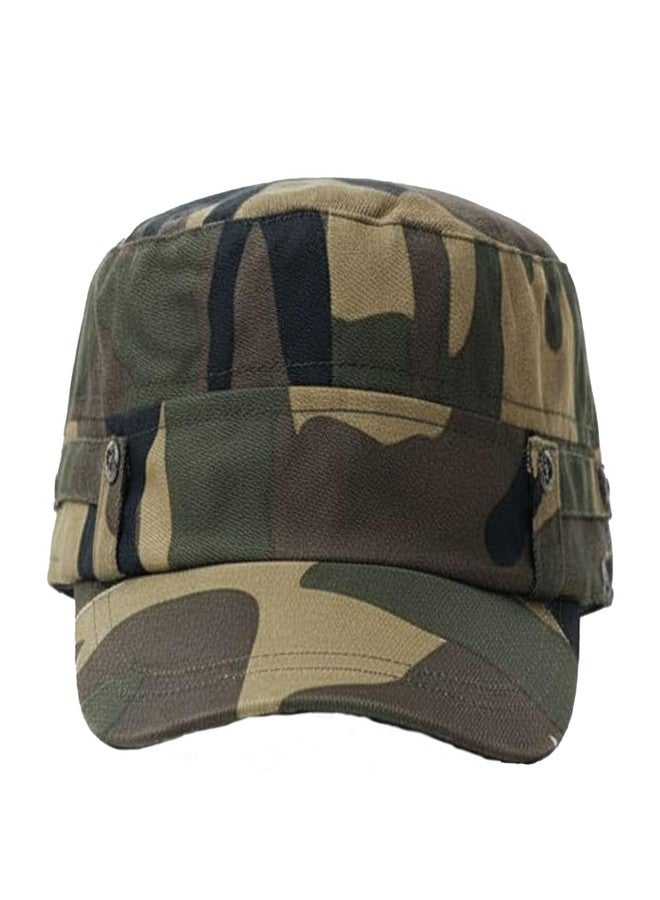 C Classic - Military Style Camouflage Cap, Premium Cotton Fabric, Adjustable Strap, Army Green Pattern, Made in India - Image 1
