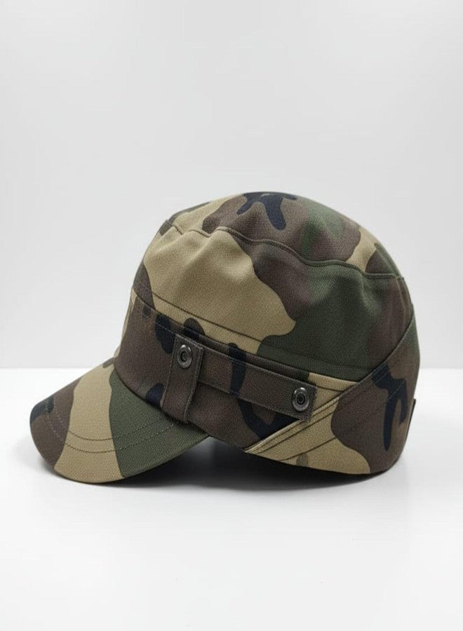 C Classic - Military Style Camouflage Cap, Premium Cotton Fabric, Adjustable Strap, Army Green Pattern, Made in India - Image 4