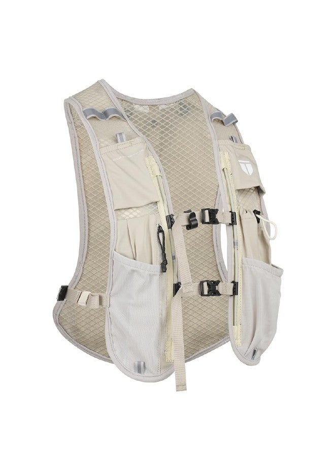 TEGO Pacer Trail Hydration Vest | Hydration Pack for Running & Hiking | Adjustable Running Vest with Storage, Reservoir Pouch & Reflective Details | Compatible with Soft Flasks & 2L Bladder (Beige) - Image 1