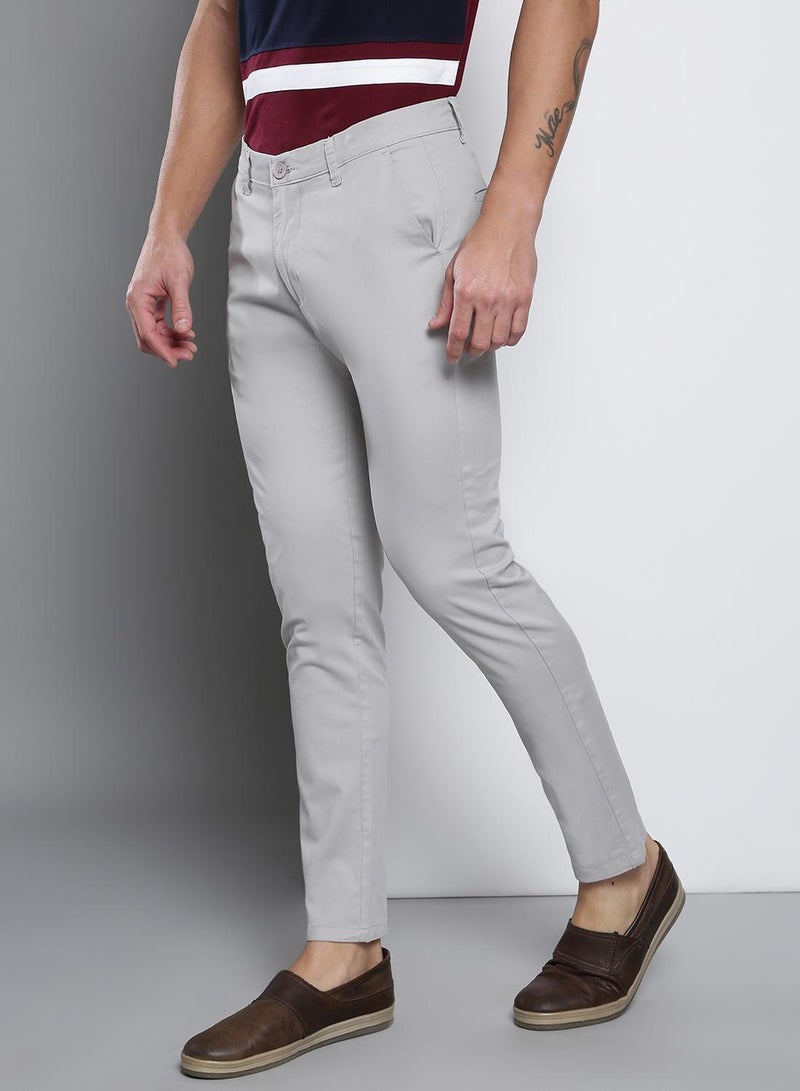 Dennis Lingo Men's Light Grey Tapered Fit Cotton Chino  - Image 2