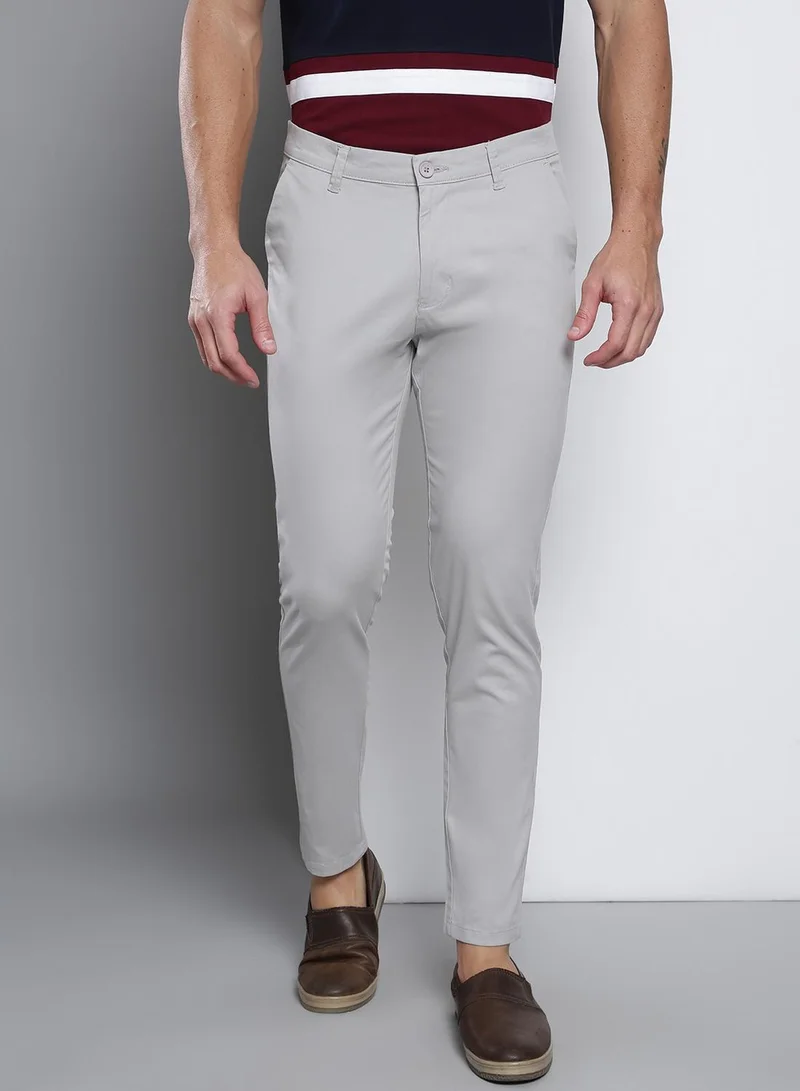Dennis Lingo Men's Light Grey Tapered Fit Cotton Chino