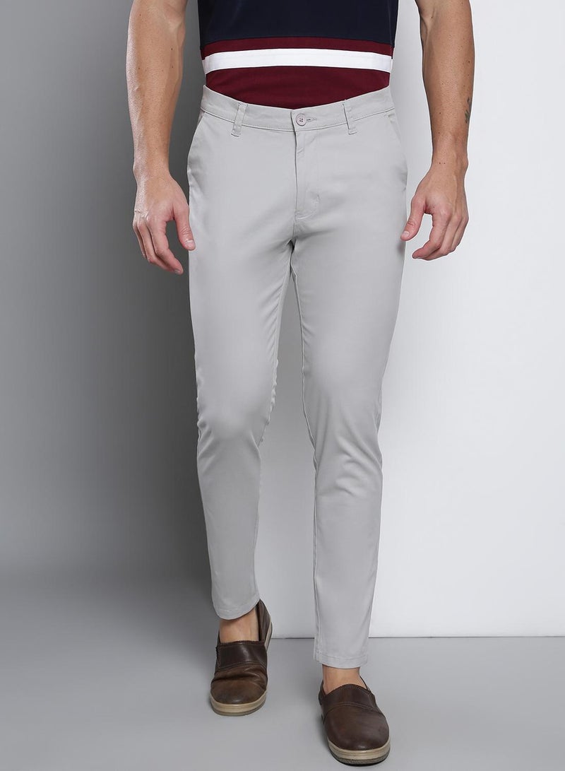 Dennis Lingo Men's Light Grey Tapered Fit Cotton Chino  - Image 5