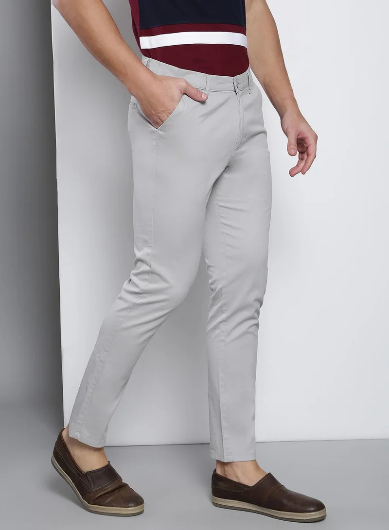 Dennis Lingo Men's Light Grey Tapered Fit Cotton Chino