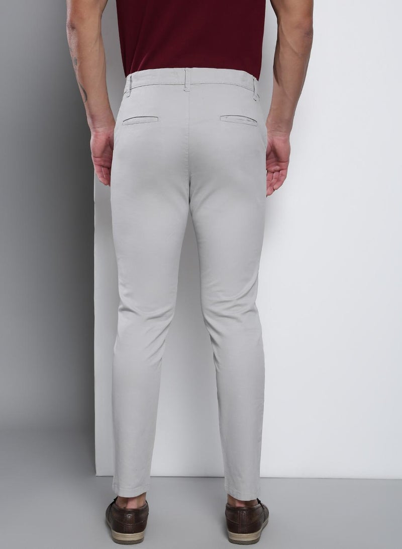 Dennis Lingo Men's Light Grey Tapered Fit Cotton Chino  - Image 3