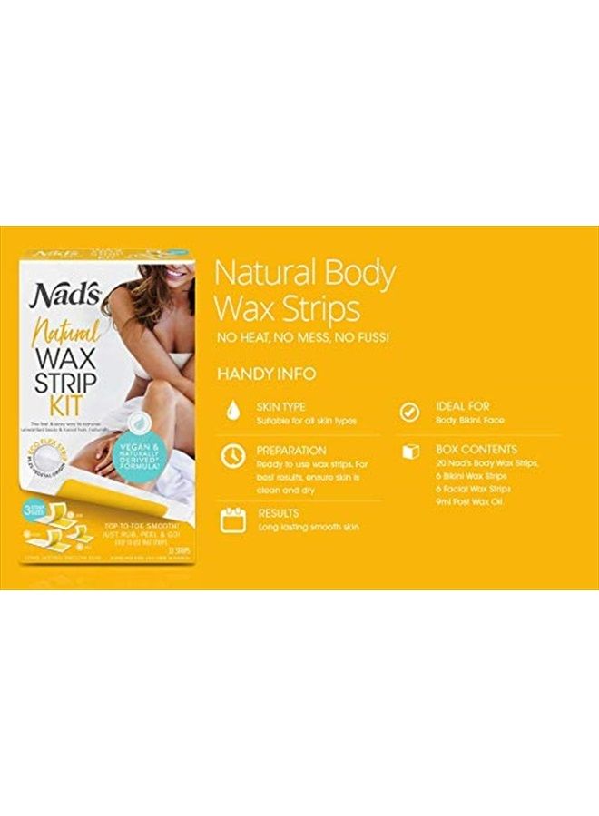 Nad's مجموعة شرائح الشمع الطبيعية لإزالة الشعر بالشمع لجميع أنواع البشرة للنساء، 6 شرائح شمع للوجه + 20 شريحة شمع للجسم + 6 شرائح شمع للبكيني + زيت ما بعد الشمع - Image 5