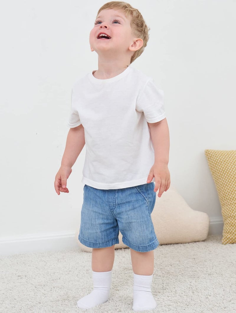 ZAPLES Baby Non Slip Grip Crew Socks with Anti Skid Soles for Infants Toddlers Kids Boys Girls, White, 12-36 Months - Image 2