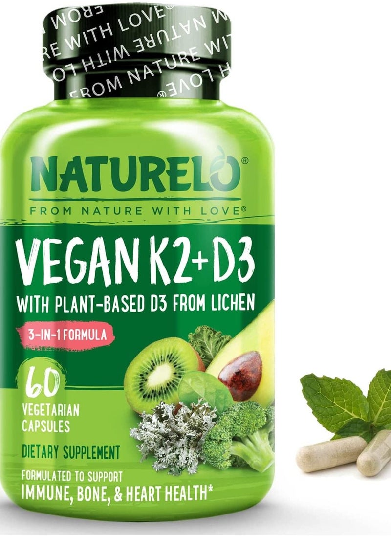 Vegan K2+D3 With Plant-Based D3 From Lichen, 3-IN-1 Formula,To Support Immune,Bone,& Heart Health - 60 Vegetarian Capsules - pzsku/ZEE01201FA1AA1213B38BZ/45/_/1681192890/bd031958-72ce-4603-9715-d9207fb82621