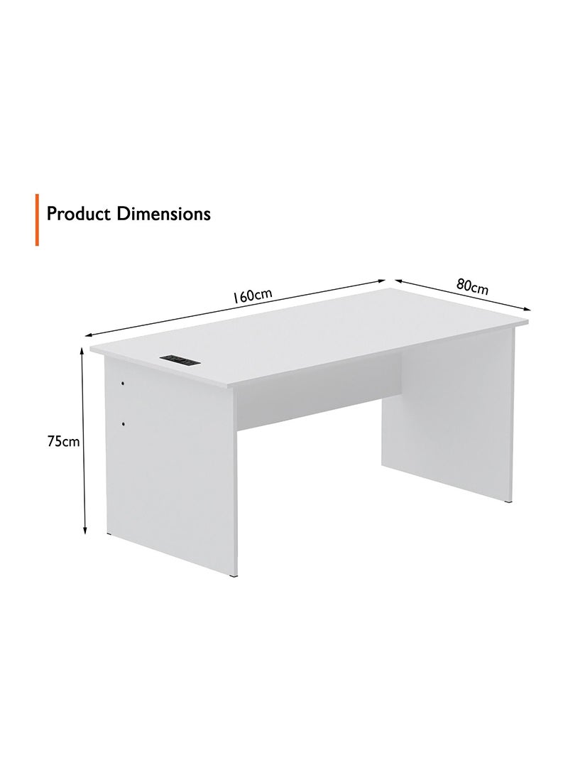 Mahmayi Mahmayi MP1 160x80 Writing Table Without Drawers - White with Black BS01 Desktop Socket with USB AC Port for Office, Home, and Meeting Room 17 cm - Image 3