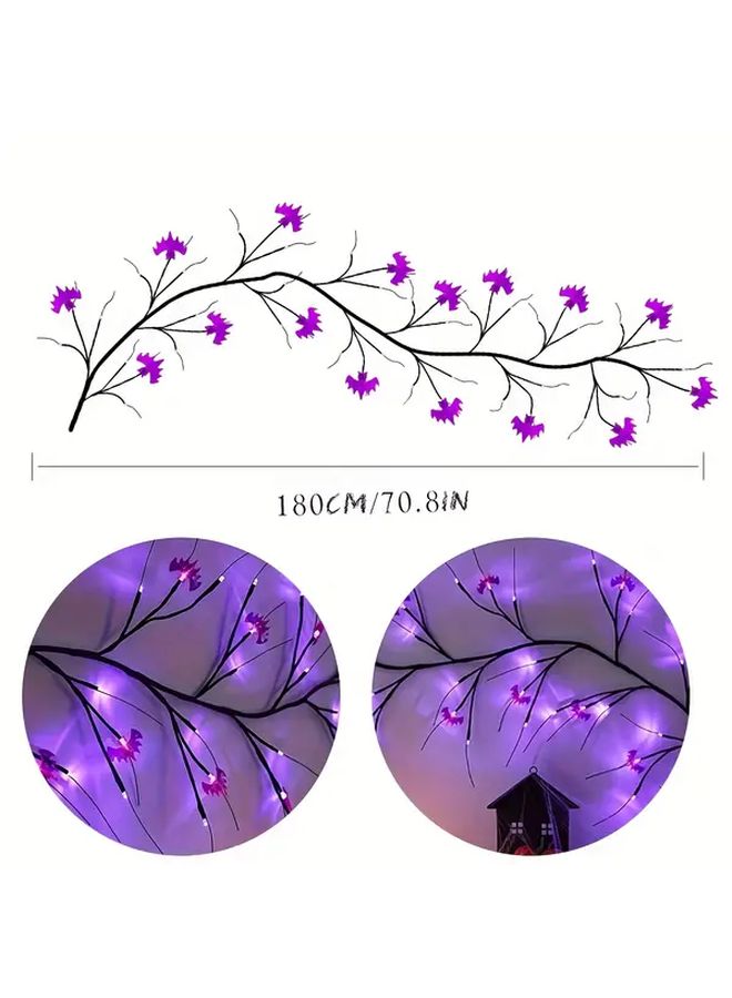 Purple Halloween Bat LED Strip Light 1.8M 8 Modes Outdoor Decor - Image 3