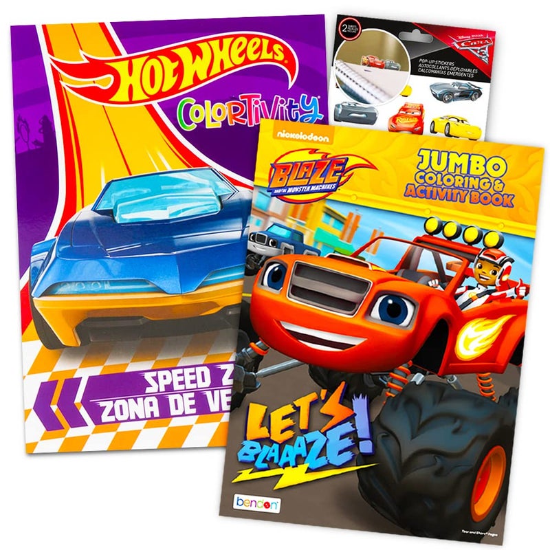 Blaze and The Monster Machines Coloring Book Super Set  2 Books Plus Cars Stickers