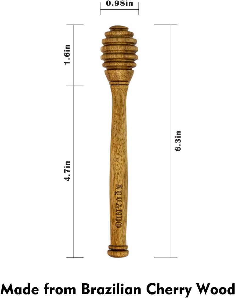 KYVANDO Brazilian Cherry Wood Honey Dipper - Durable & Warp-Resistant, Preserves Honey Purity, 2pcs, 6.3 Inch - Image 3
