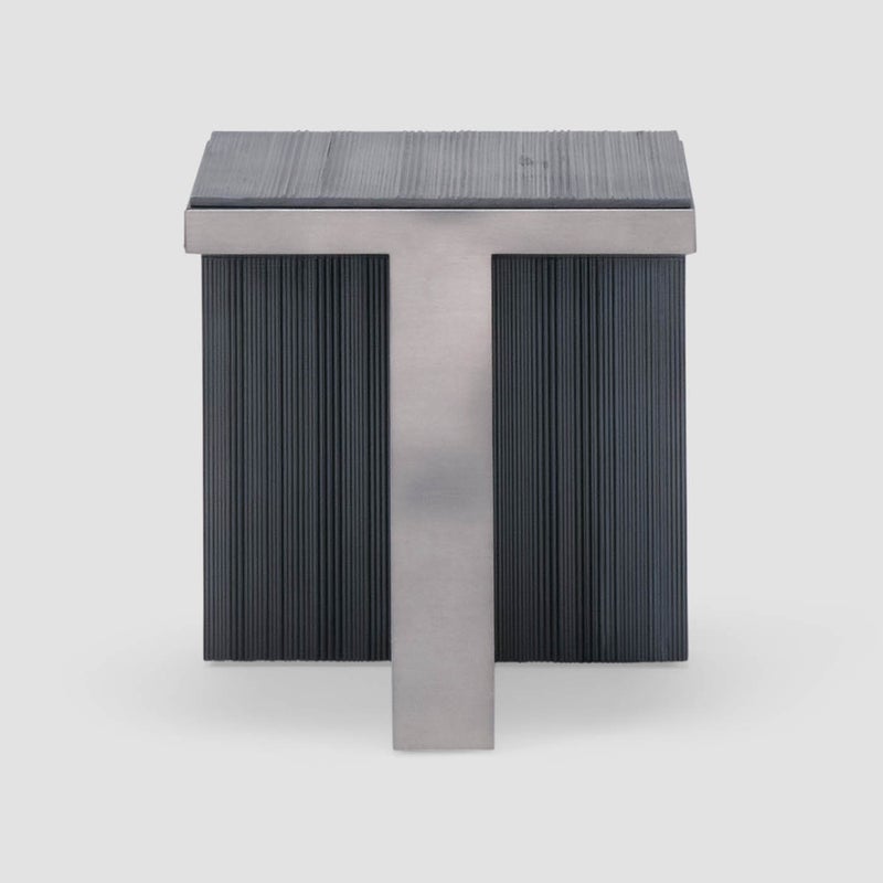 AL HUZAIFA FURNITURE Overlie Wooden Side Table, With Metal On The Edge - Image 1