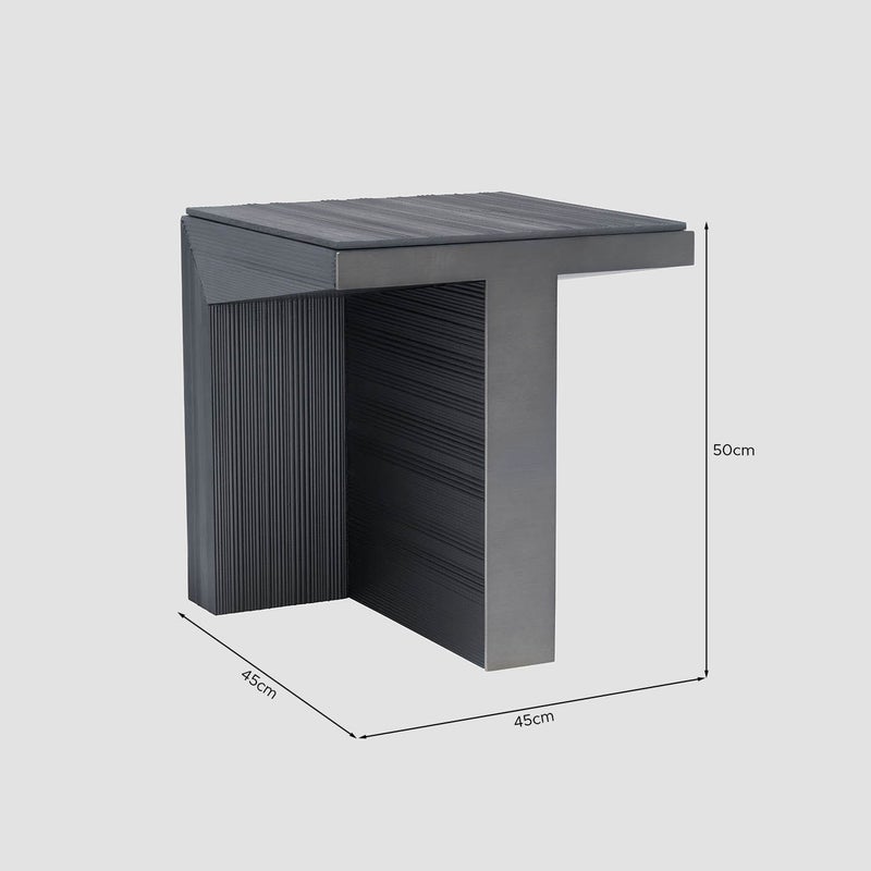 AL HUZAIFA FURNITURE Overlie Wooden Side Table, With Metal On The Edge - Image 5