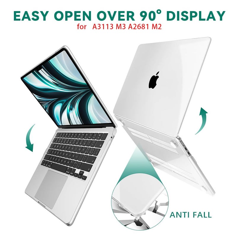 Verilux Laptop Cover for New MacBook Air 13 Inch M4 A3240 M3 A3113 M2 A2681, 2025 2024 2022 Release 13.6 Inch Hard Shell Case for Apple Mac Book with Keyboard Cover Screen Protector Dust Plug, Clear - Image 4