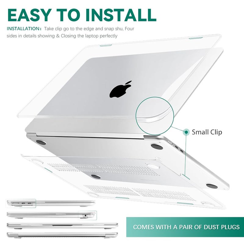 Verilux Laptop Cover for New MacBook Air 13 Inch M4 A3240 M3 A3113 M2 A2681, 2025 2024 2022 Release 13.6 Inch Hard Shell Case for Apple Mac Book with Keyboard Cover Screen Protector Dust Plug, Clear - Image 5