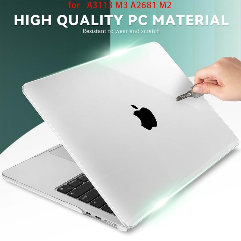 Verilux Laptop Cover for New MacBook Air 13 Inch M4 A3240 M3 A3113 M2 A2681, 2025 2024 2022 Release 13.6 Inch Hard Shell Case for Apple Mac Book with Keyboard Cover Screen Protector Dust Plug, Clear - Image 3
