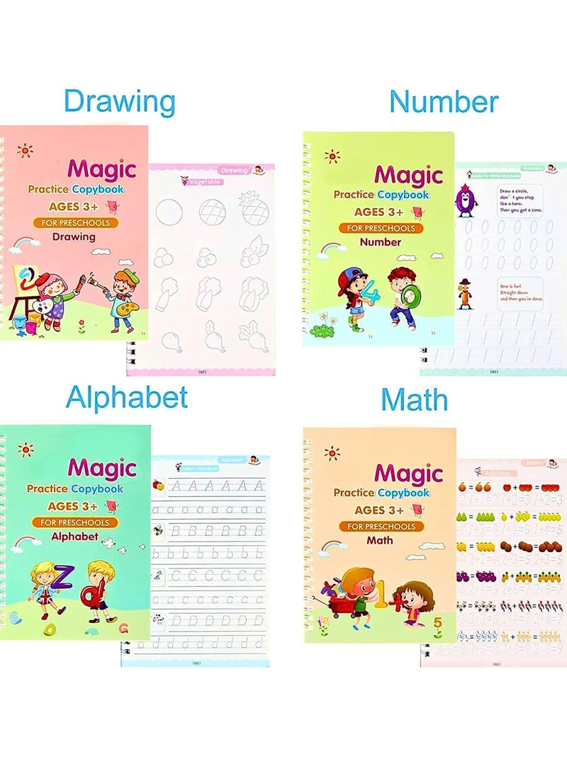 MAGIC VAULT 14-Pack Kids Early Education Books - Reusable Magic Water Colouring & Aqua Doodle Drawing Set with Pen Refills - Arabic Handwriting Practice & Tracing Copybook for Kids Learning  - Image 4