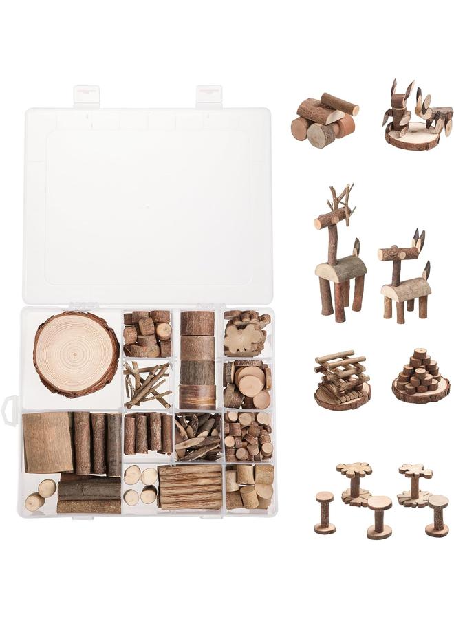 Bluejw LAZACA Wood Craft Kits DIY for Kids Ages 5-20 Wooden Unfinished Toys Art Paint Bulk Craft Sticks Garden Playset Loose Parts Play Materials 250 Pcs/19.5X13X3.5cm - Image 1