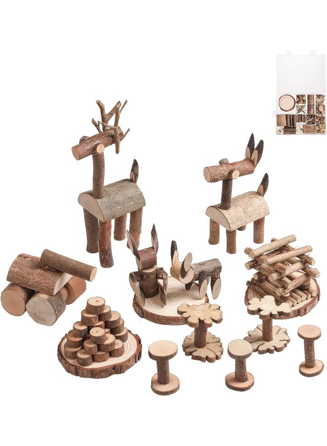 Bluejw LAZACA Wood Craft Kits DIY for Kids Ages 5-20 Wooden Unfinished Toys Art Paint Bulk Craft Sticks Garden Playset Loose Parts Play Materials 250 Pcs/19.5X13X3.5cm - Image 2