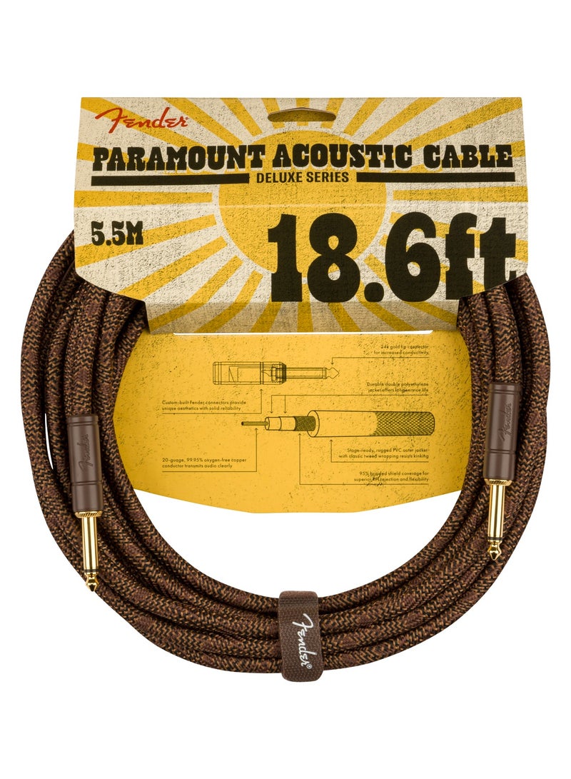 FENDER 0990918007 Fender Paramount Acoustic Instrument Cable - 18.6 foot, Brown - Image 4