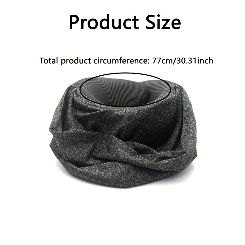 Black Hoodie Travel Pillow for Neck Support on Airplane Car Office - Image 3