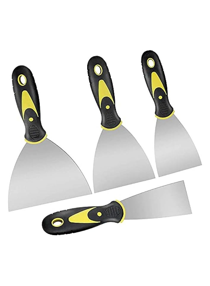 PROMASS Pack of 4 Putty Knife Set, 2,3,4,5 inch Wide Spackle Putty Knives Metal Scrapers Putty Scrapers for Drywall, Putty, Decals, Wallpaper, Baking, Patching and Painting  - Image 1