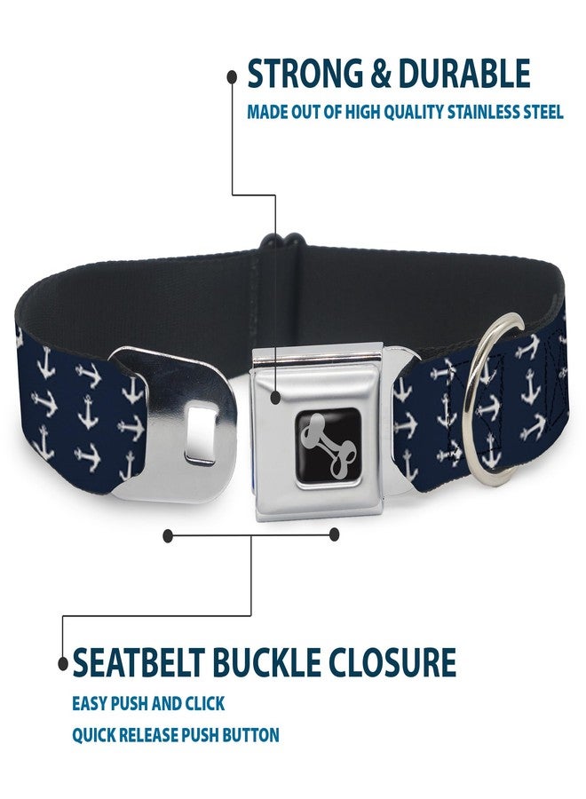 Buckle Down Buckle-Down Seatbelt Buckle Dog Collar - Anchors Navy/White - 1" Wide - Fits 15-26" Neck - Large - Image 4