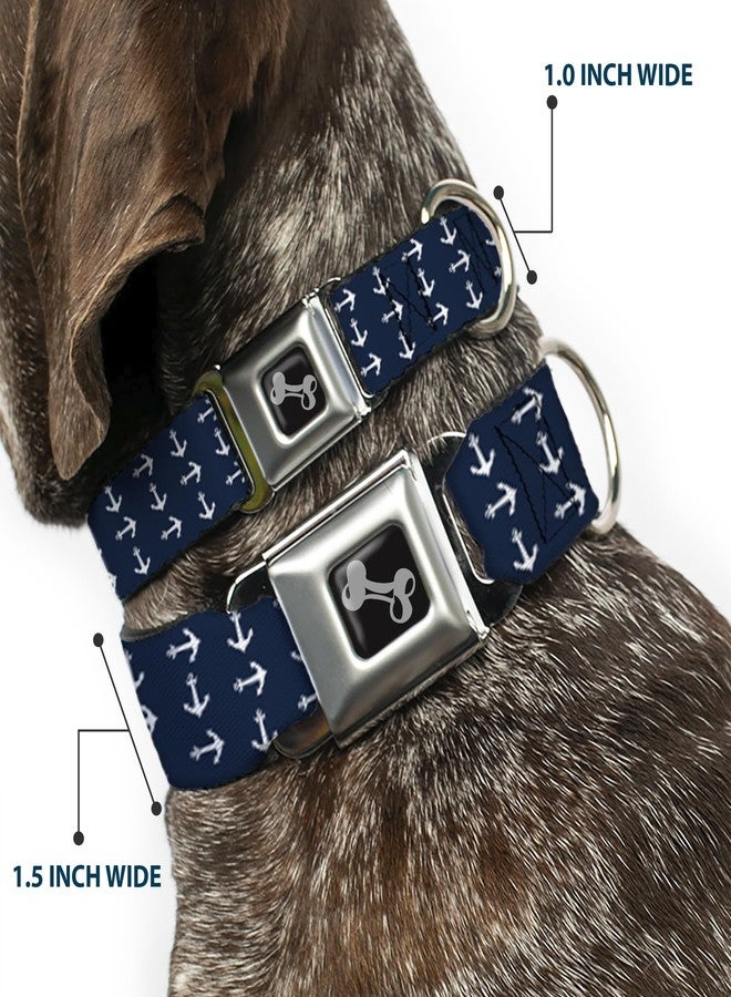 Buckle Down Buckle-Down Seatbelt Buckle Dog Collar - Anchors Navy/White - 1" Wide - Fits 15-26" Neck - Large - Image 2