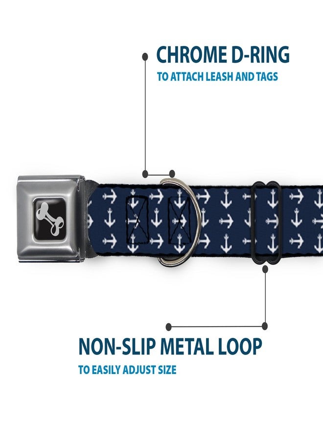 Buckle Down Buckle-Down Seatbelt Buckle Dog Collar - Anchors Navy/White - 1" Wide - Fits 15-26" Neck - Large - Image 5