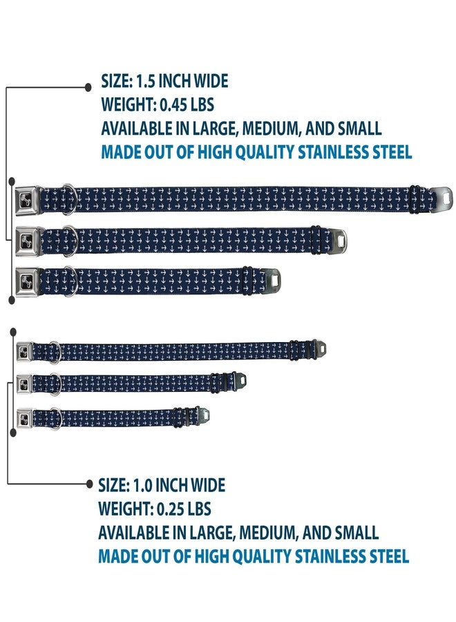 Buckle Down Buckle-Down Seatbelt Buckle Dog Collar - Anchors Navy/White - 1" Wide - Fits 15-26" Neck - Large - Image 3