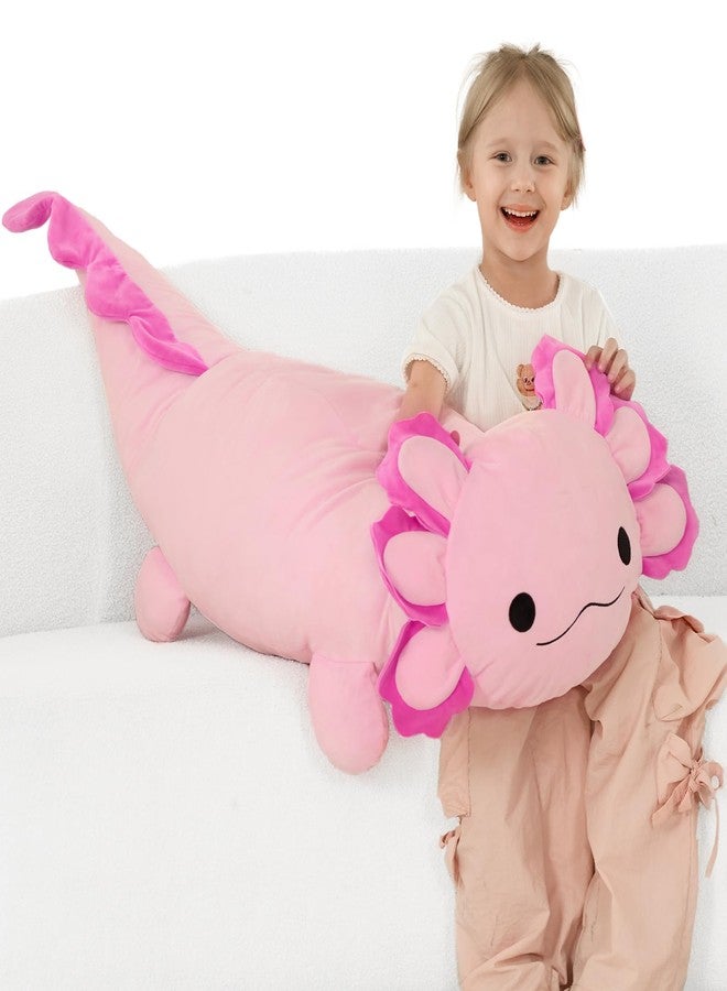 BENINY Large Axolotl Plush Toy, 39" Giant Hot Pink Axolotl Stuffed Animal Plush, Big Huggable Toys Gift for Girls Kids, Long Squishy Pillow for Holiday Birthday Christmas - Image 3