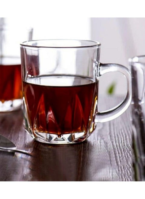 Set of 6 clear glass tea cups
