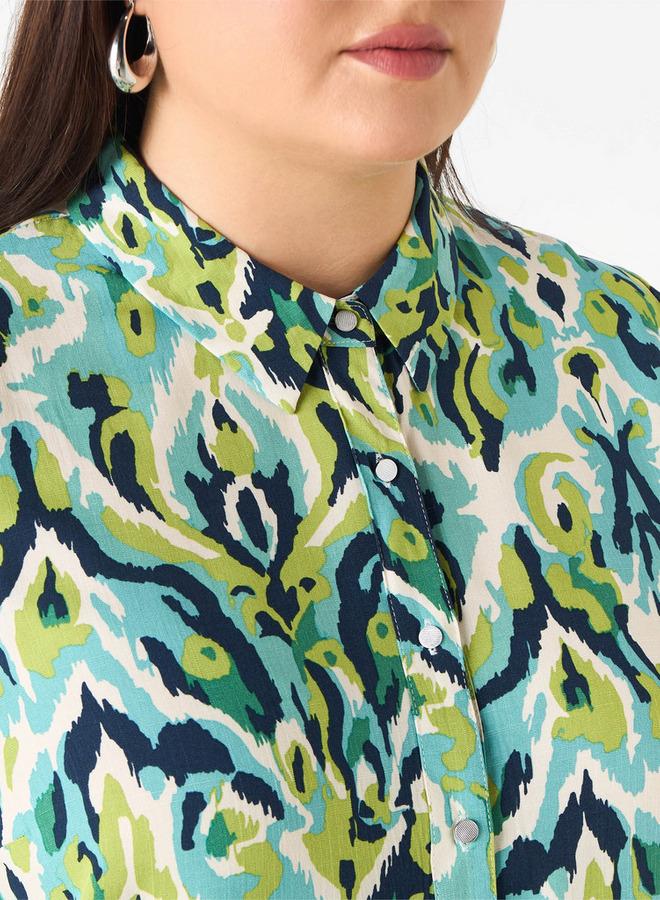  أولا بوبكن قميص مقاس كبير بطبعات مع إغلاق بأزرار من أولا بوبكن - Image 4