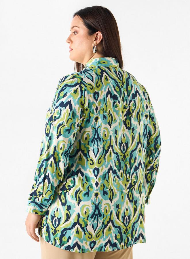  أولا بوبكن قميص مقاس كبير بطبعات مع إغلاق بأزرار من أولا بوبكن - Image 3