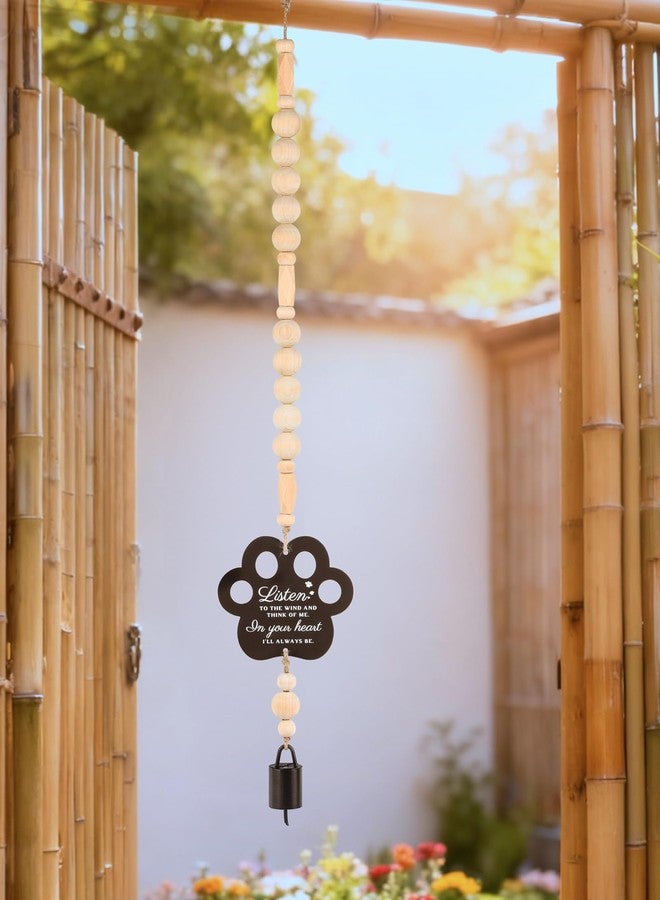 Mooncraftlogy Pet Memorial Gifts for Loss of Dog, in Loving Memory Wooden Wind Chimes with Paw Print, A Sympathy & Remembrance Gift for Cat Bereavement, Outdoor Garden Condolence Keepsake - Image 1