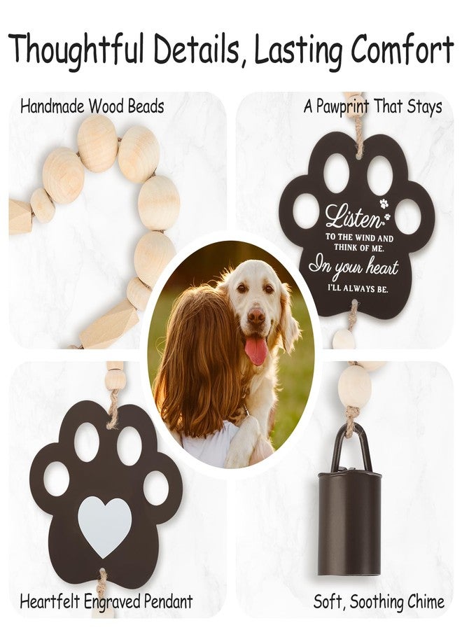 Mooncraftlogy Pet Memorial Gifts for Loss of Dog, in Loving Memory Wooden Wind Chimes with Paw Print, A Sympathy & Remembrance Gift for Cat Bereavement, Outdoor Garden Condolence Keepsake - Image 3