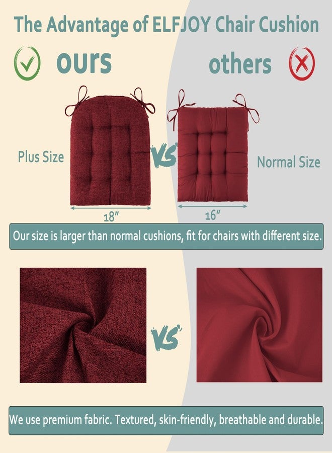 ELFJOY Tufted Chair Cushions for Dining Chairs Set of 4 Premium U-Shaped Chair Pads with Ties Comfortable Seat Cushion for Kitchen Office Dining Room (17"x 16"x 3" Burgundy) - Image 4