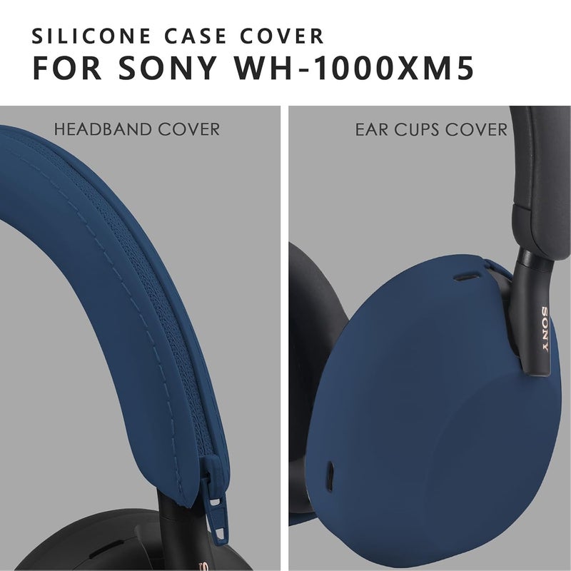 Silicone Case for Sony WH-1000XM5, Sony xm5 Wireless Headphones Protective case Cover (Midnight Blue) - Image 4