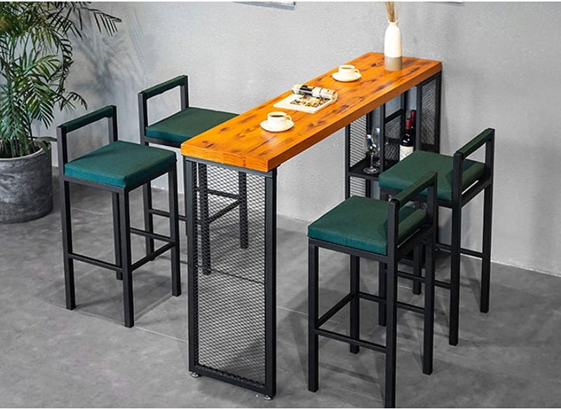 INDIDECOR INDIDECOR 94804 High Chair 2Pack Kitchen Bar Front Desk Tables Chairs Lounge Waist Stool Bar Cafe Restaurant Japanese Wrought Iron Chair Green  - Image 4