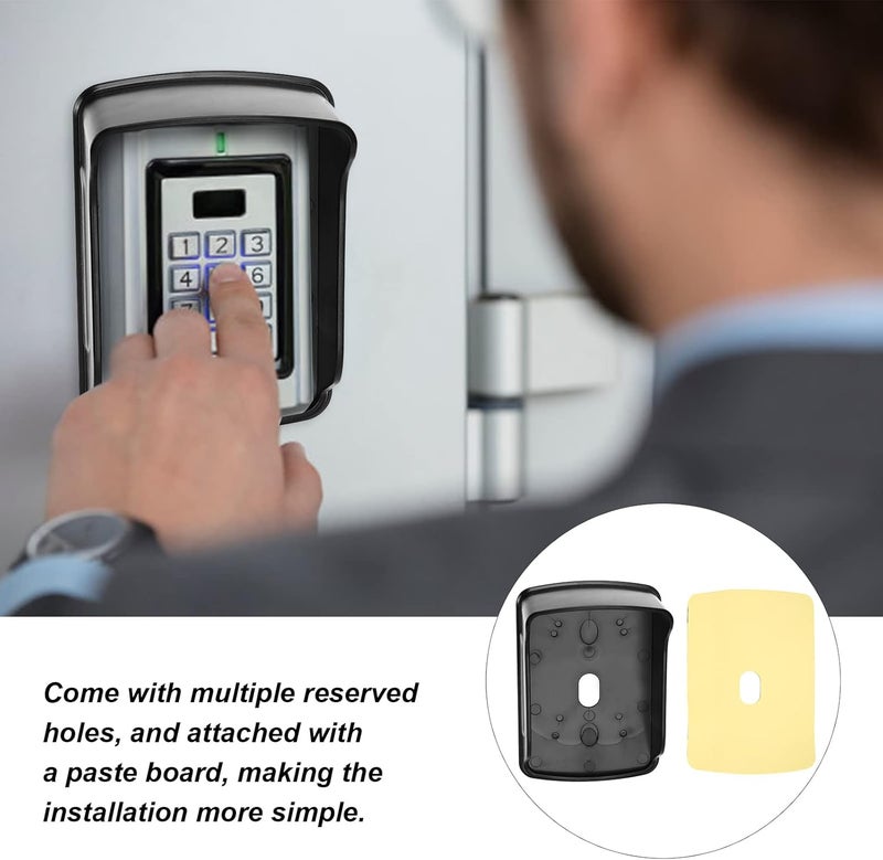 كلاراكو غطاء حماية مقاوم للماء والأمطار لجهاز التحكم في الوصول إلى الباب باللون الأسود مع لوح لاصق - Image 3