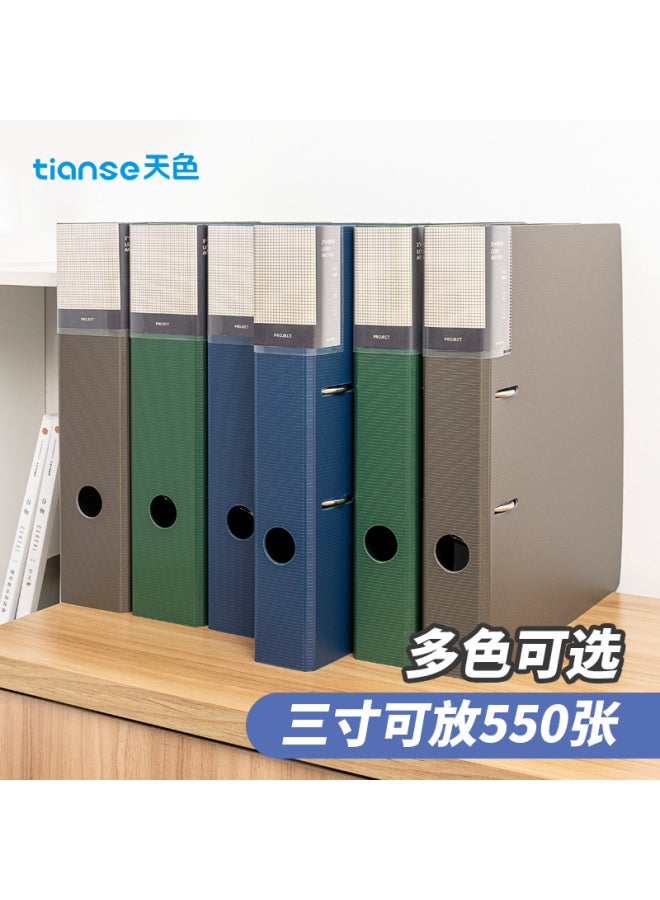 Tianse Thick Loose-Leaf File Folder, 3-Inch Quick-Release Binder, Two-Hole Loose-Leaf Folder, Large Capacity Strong Clip For Document Insertion, Office Supplies, Ts-11004, Deep Blue - Image 1